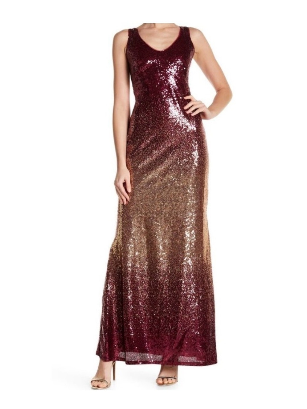 Marina Ombré Sequin Sleeveless Gown Size 8 NEW WITH TAGS Maxi Dress